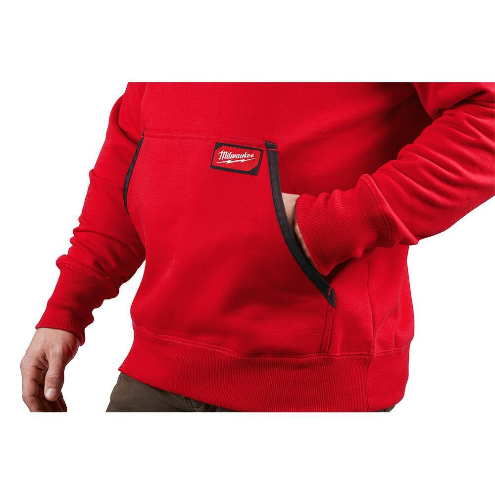 Men'S Large Red Heavy-Duty Cotton/Polyester Long-Sleeve Pullover Hoodie