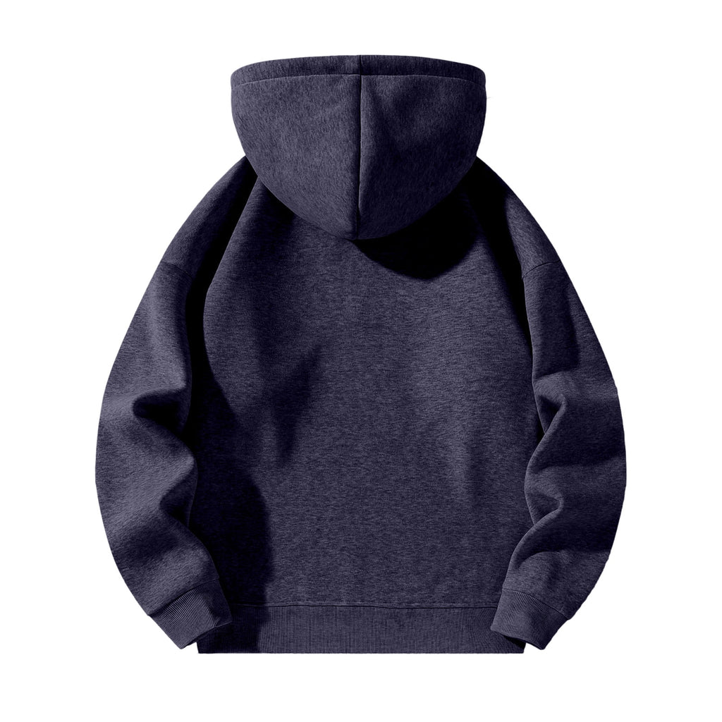 Men'S Quarter Zip Hoodies Zip up Solid Color Hoodie Long Sleeve Drop Shoulder Sweatshirt Casual Pullover Navy XL