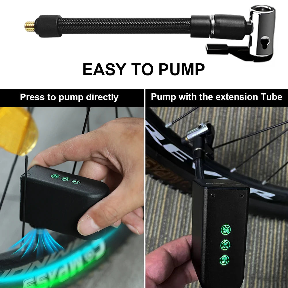 Toptrek 100Psi Mini Electric Air Pump Portable 1260Mah Bicycle Pump Inflator Presta Schrader Valve Road MTB Bike Motorcycle Pump
