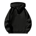 Men'S Quarter Zip Hoodies Zip up Solid Color Hoodie Long Sleeve Drop Shoulder Sweatshirt Casual Pullover Black XL