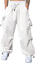 Mens Loose Fit Drawstring Y2K Baggy Parachute Cargo Pants