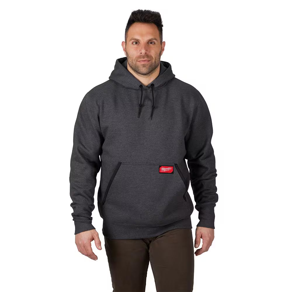 Men'S 3X-Large Gray Heavy-Duty Cotton/Polyester Long-Sleeve Pullover Hoodie