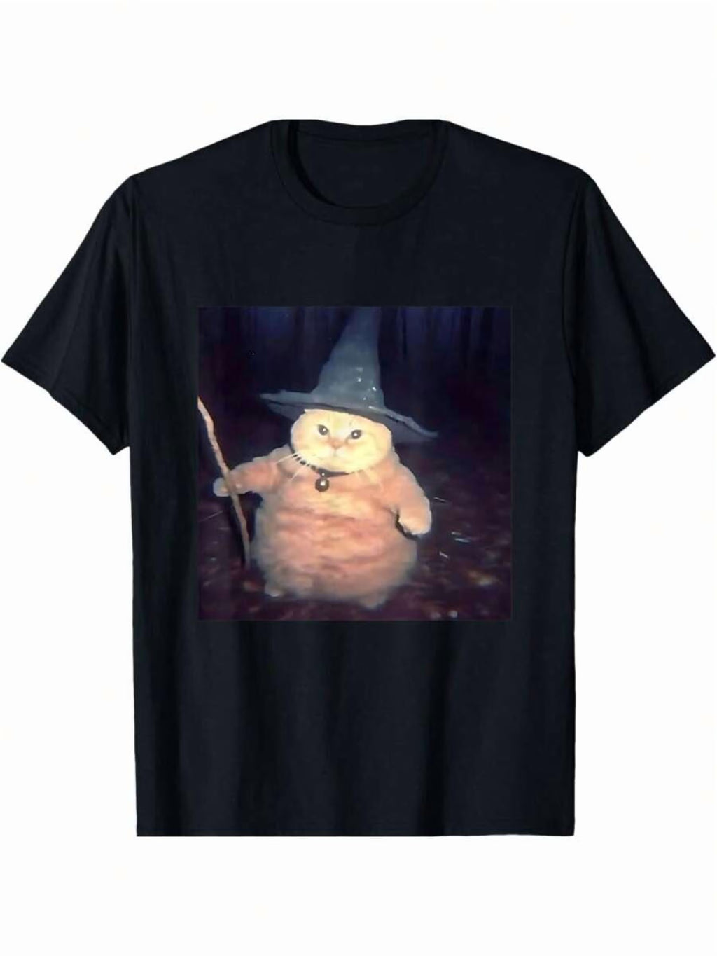 Wizard Cat Weird Funny Halloween Cat Meme T-Shirt Gifts for Teens Boys Menfunny and Fun Short-Sleeved T-Shirt| S-5XL SIZE