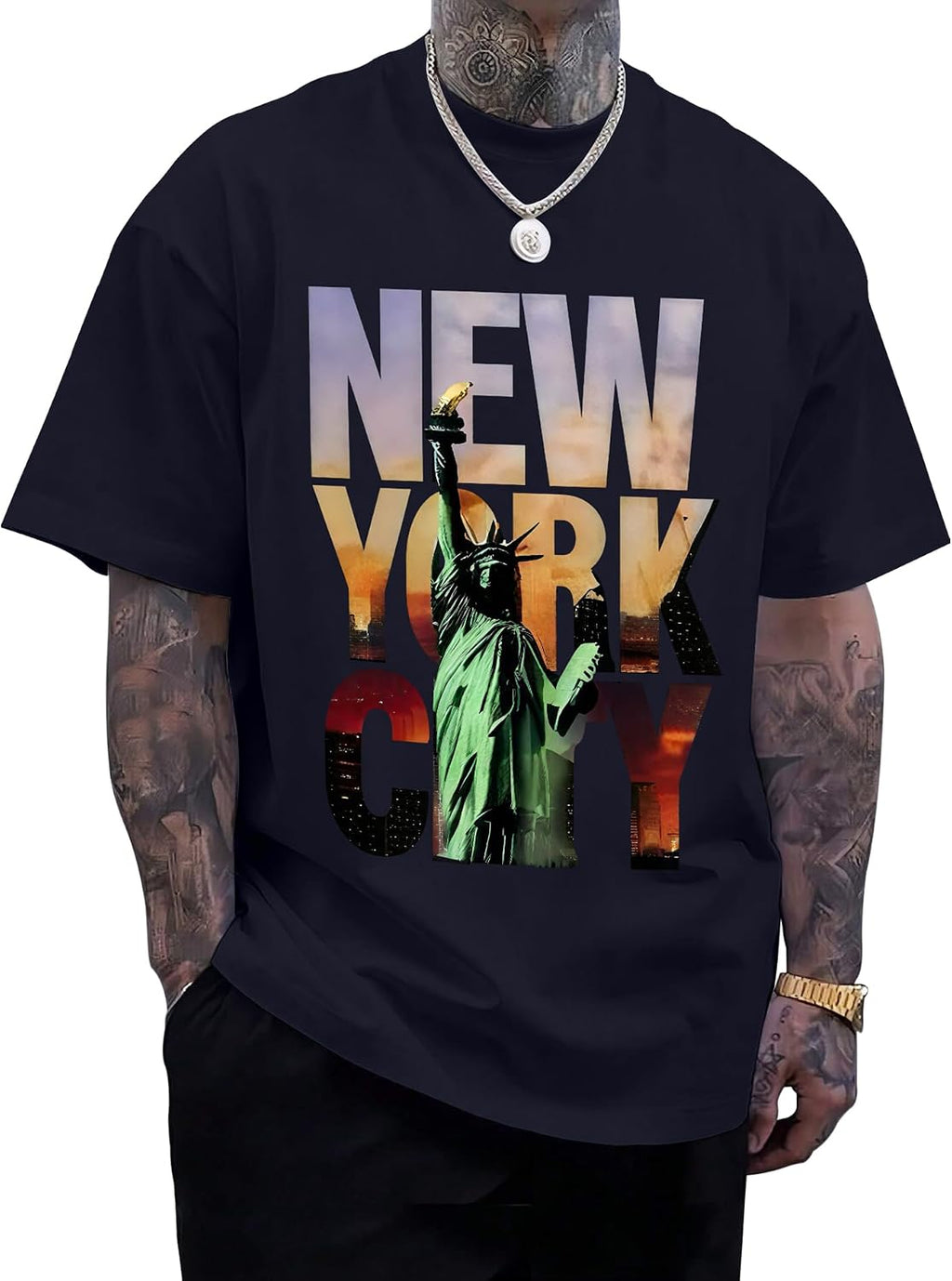 Mens Graphic T Shirt Summer round Neck Regular Casual Vintage Tees