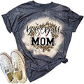 Baseball Mom Bleached T-Shirt Women Funny Baseball Leopard Graphic Tee Casual Short Sleeve Baseball Mama Tops Tee (As Shown, M)