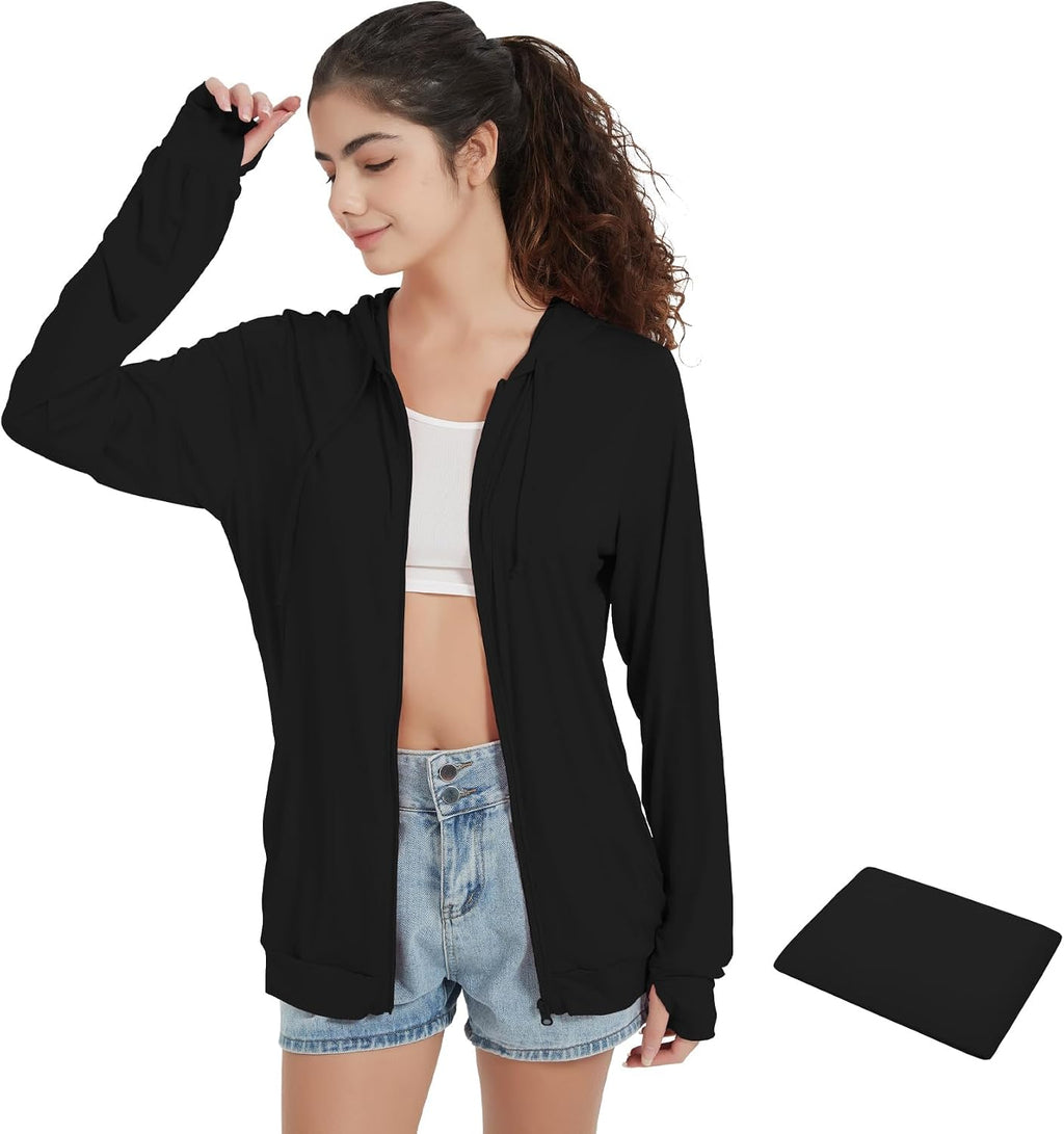 Light Weight Zip up Hoodie Thin Summer Jacket for Women