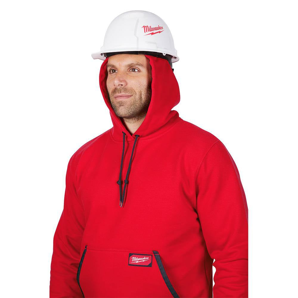 Men'S Large Red Heavy-Duty Cotton/Polyester Long-Sleeve Pullover Hoodie