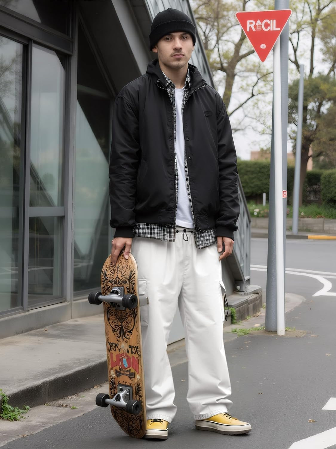 Mens Loose Fit Drawstring Y2K Baggy Parachute Cargo Pants