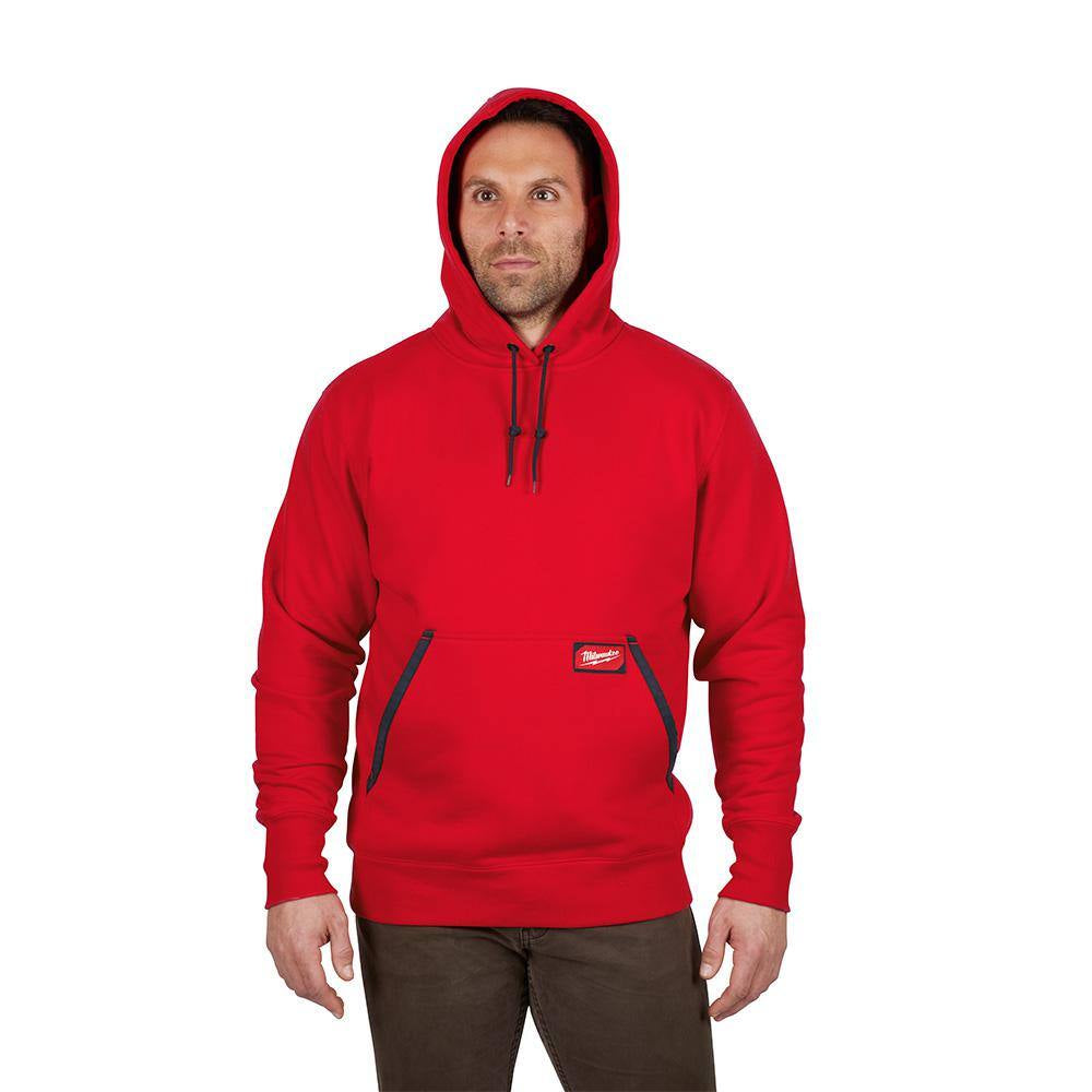 Men'S Large Red Heavy-Duty Cotton/Polyester Long-Sleeve Pullover Hoodie