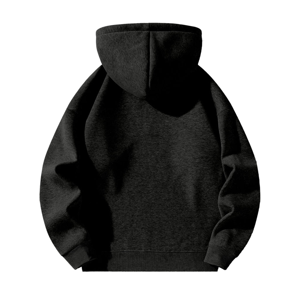 Men'S Quarter Zip Hoodies Zip up Solid Color Hoodie Long Sleeve Drop Shoulder Sweatshirt Casual Pullover Black XL