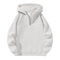 Men'S Quarter Zip Hoodies Zip up Solid Color Hoodie Long Sleeve Drop Shoulder Sweatshirt Casual Pullover White L