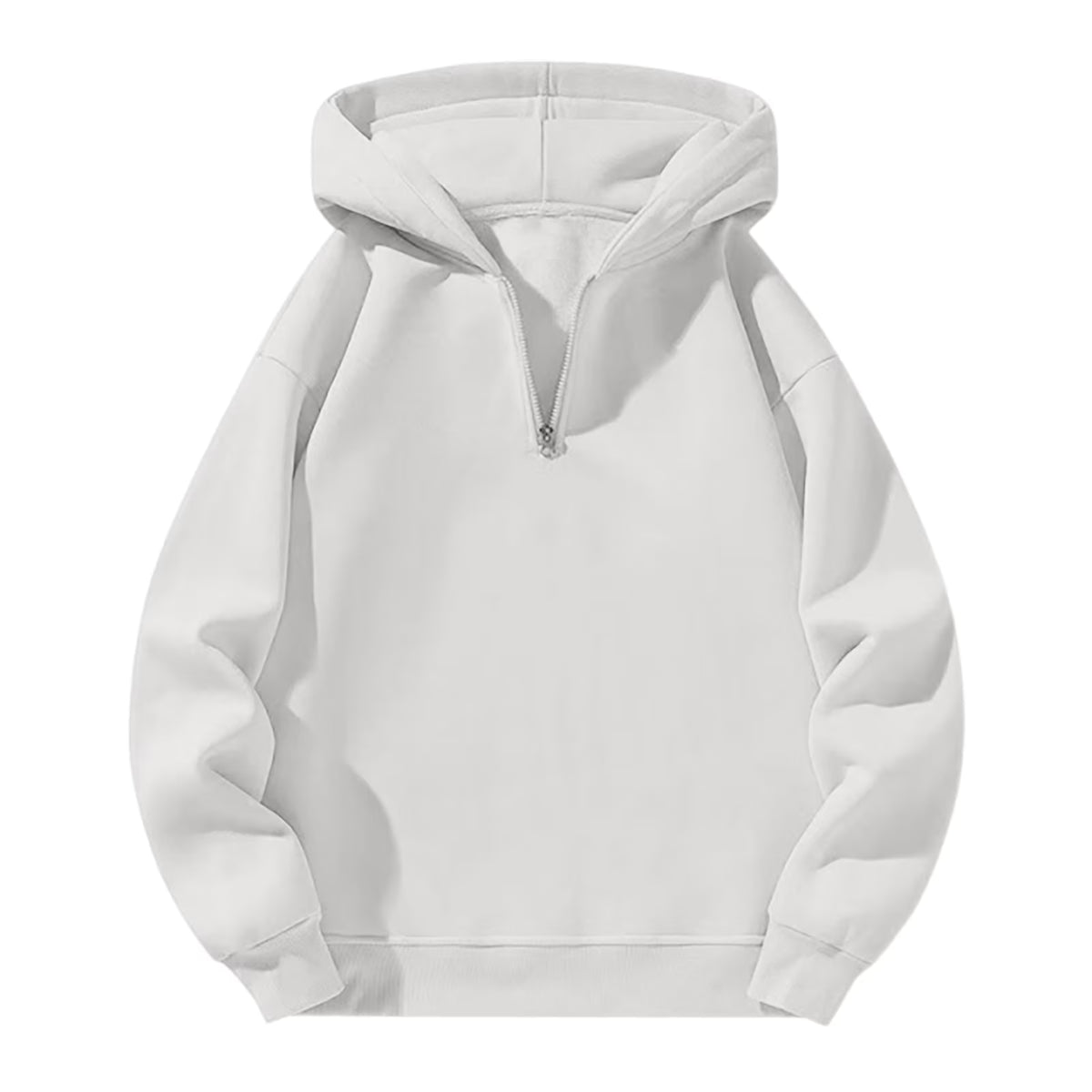 Men'S Quarter Zip Hoodies Zip up Solid Color Hoodie Long Sleeve Drop Shoulder Sweatshirt Casual Pullover White L