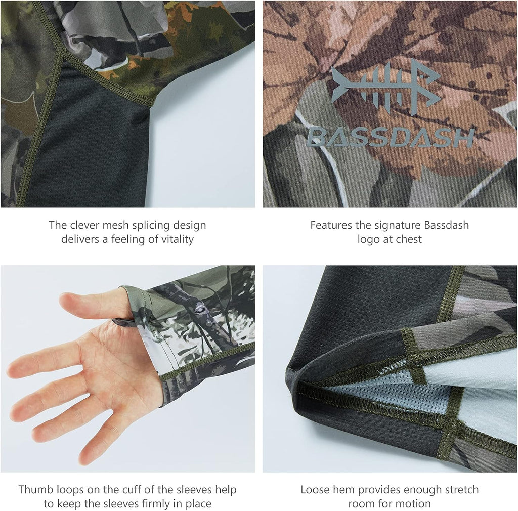 Men'S Hunting Camo Performance Long Sleeve Shirt Fishing UPF50+ FS13M