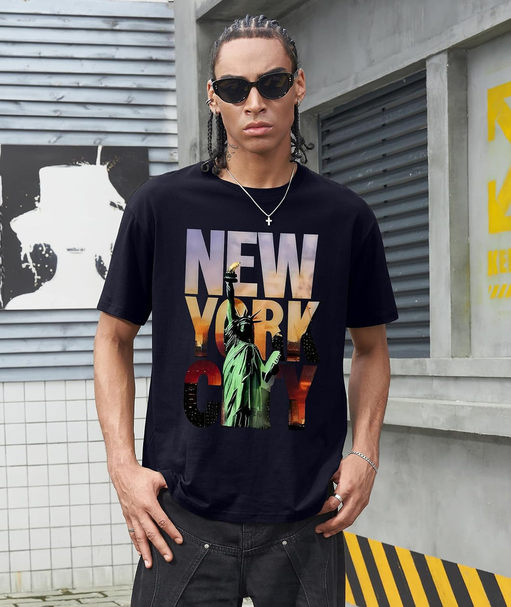 Mens Graphic T Shirt Summer round Neck Regular Casual Vintage Tees