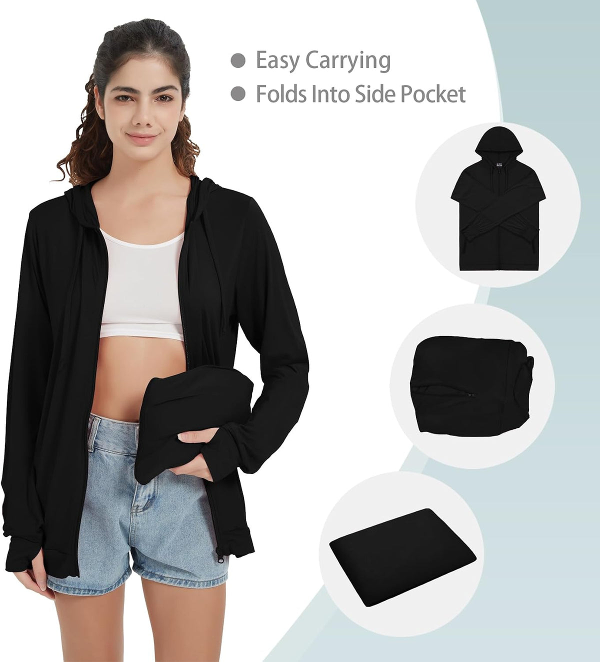 Light Weight Zip up Hoodie Thin Summer Jacket for Women