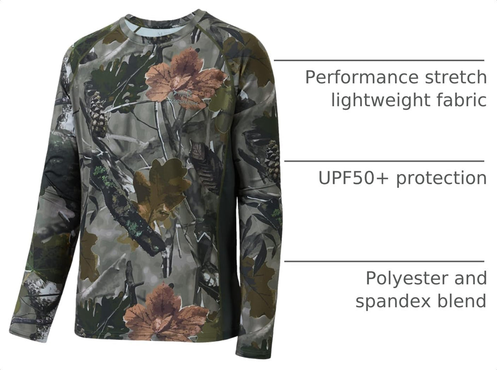 Men'S Hunting Camo Performance Long Sleeve Shirt Fishing UPF50+ FS13M